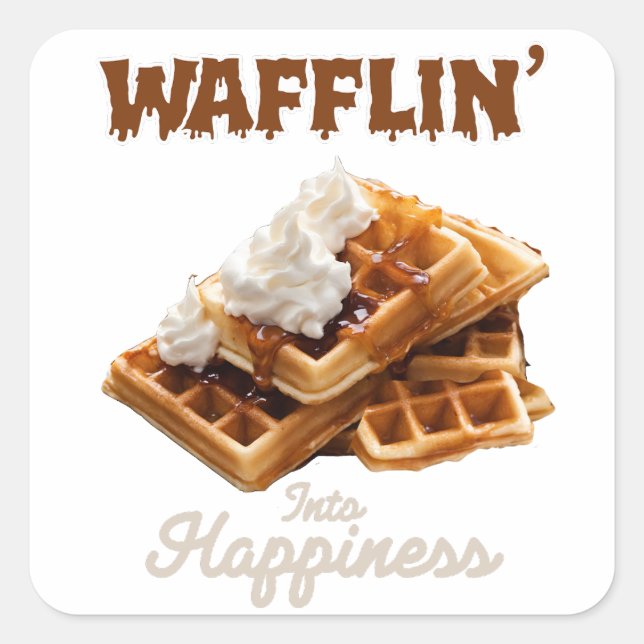 Pegatina Cuadrada Wafflin’ En La Felicidad (Anverso)