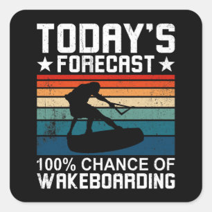 Pegatina Cuadrada Wakeboard and Wakeboarding Forecast