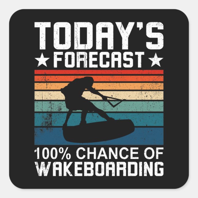 Pegatina Cuadrada Wakeboard and Wakeboarding Forecast (Anverso)