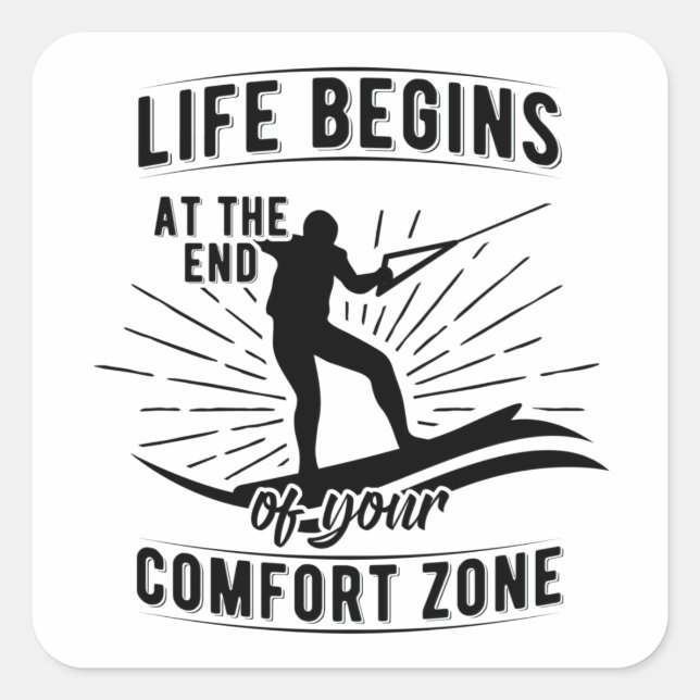 Pegatina Cuadrada Wakeboard | Regalos de Waterski Wakeboard Sea (Anverso)