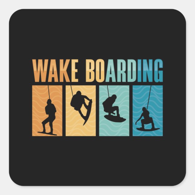 Pegatina Cuadrada Wakeboard Wake Boarding Wakeboarder Wakeboarding (Anverso)