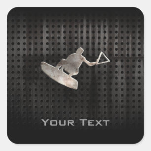 Pegatina Cuadrada Wakeboarder; Negro fresco