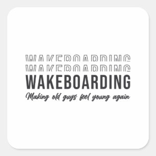 Pegatina Cuadrada Wakeboarder Wakeboard hace que los viejos se sient