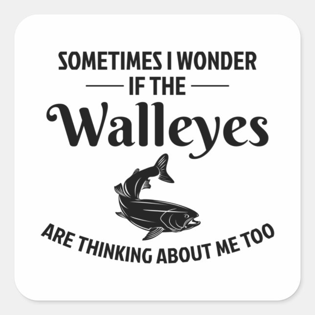 Pegatina Cuadrada Walleye Pescador Pescado al aire libre Hobby Funny (Anverso)