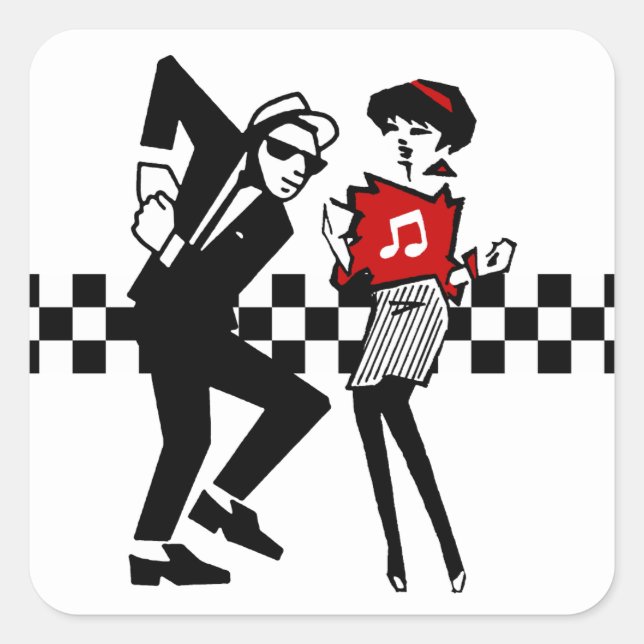 Pegatina Cuadrada Walt Jabsco y Betty Beat II (Anverso)