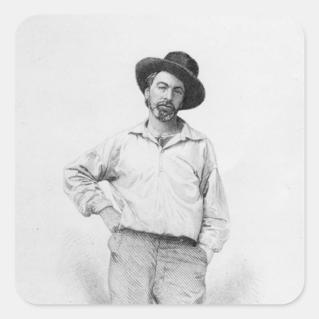 Pegatina Cuadrada Walt Whitman, portada a las "hojas de (Anverso)