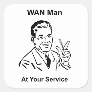 Pegatina Cuadrada WAN Man At Your Service Retro Tech