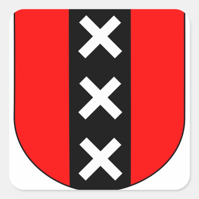 Pegatina Cuadrada Wapen Amsterdam, Países Bajos (Anverso)