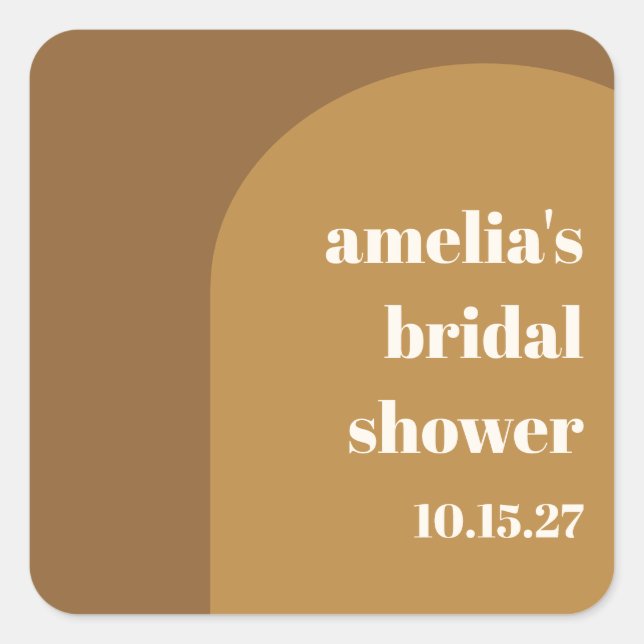 Pegatina Cuadrada Warm Fall Brown Arch Personalizado Retro Bridal Sh (Anverso)