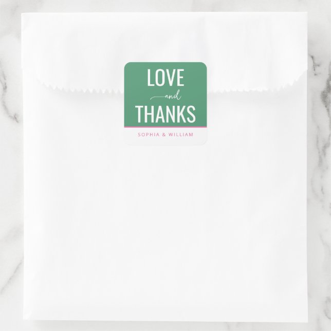 Pegatina Cuadrada Warm Green Typographic Greeting (Bolso)