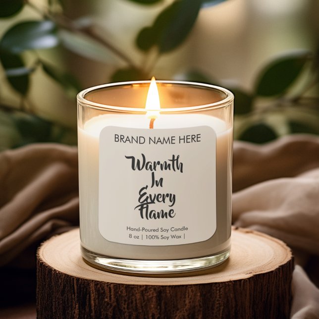 Pegatina Cuadrada Warmth in Every Flame | Modern Candle Labels (Subido por el creador)