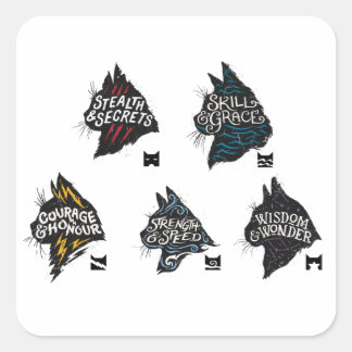 Pegatina Cuadrada Warrior Cats Clans Symbol Shirt