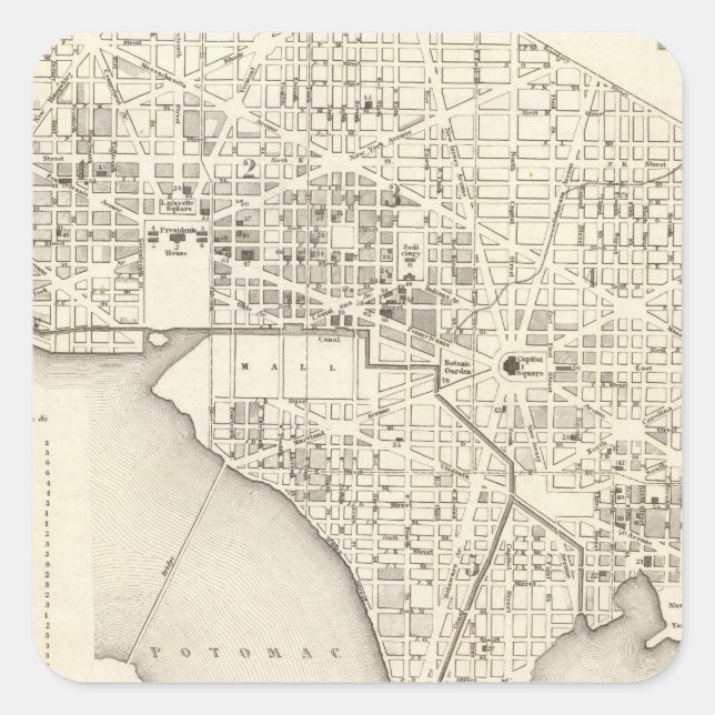 Pegatina Cuadrada Washington 4 (Anverso)