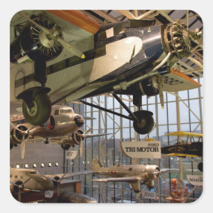 Pegatina Cuadrada WASHINGTON, D.C. EE. UU. Aeronaves exhibidas en