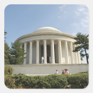Pegatina Cuadrada Washington, DC. Monumento a Thomas Jefferson