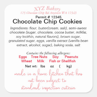 Pegatina Cuadrada WASHINGTON: Ley de Cottage de WSDA