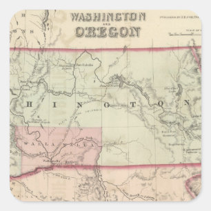 Pegatina Cuadrada Washington, Oregón, Idaho y Montana