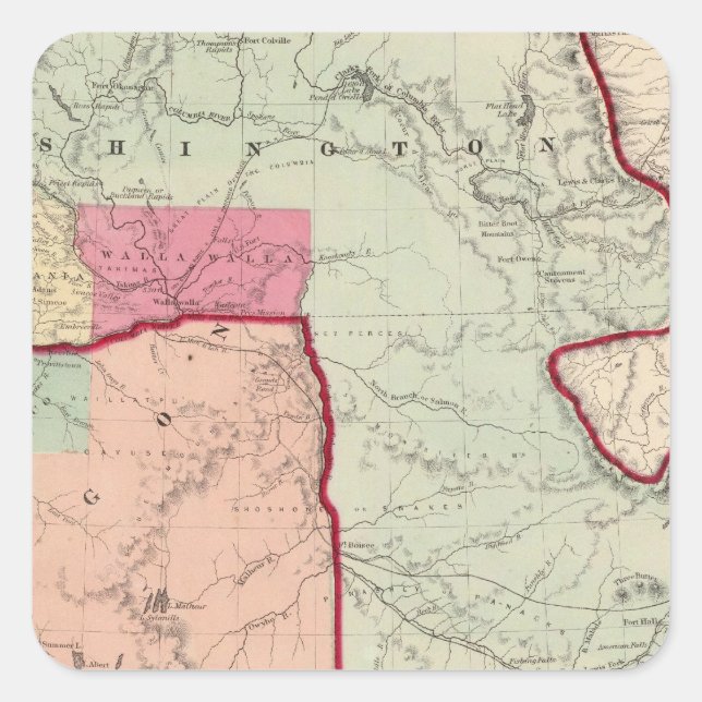 Pegatina Cuadrada Washington y Oregón (Anverso)