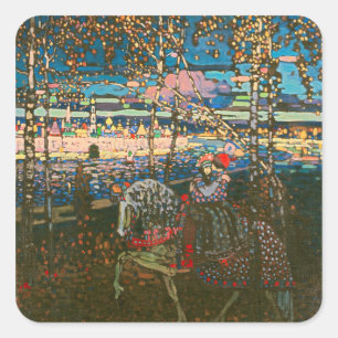 Pegatina Cuadrada Wassily Kandinsky La Pareja Montada Arte Ruso