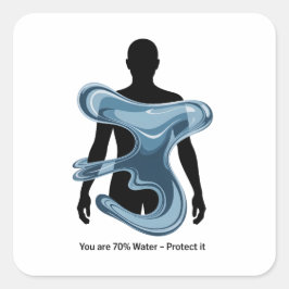 Pegatina Cuadrada Water Conservation Eco Awareness Design