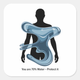 Pegatina Cuadrada Water Conservation Eco Awareness Design