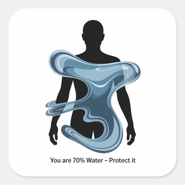 Pegatina Cuadrada Water Conservation Eco Awareness Design (Anverso)