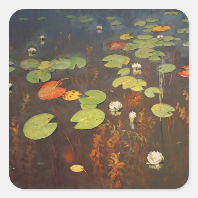 Pegatina Cuadrada Water Lilies 1895 (Anverso)