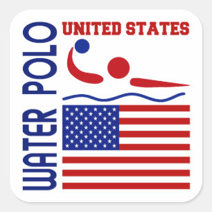Pegatina Cuadrada Water polo Estados Unidos