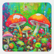 Watercolor Abstract Mushrooms
