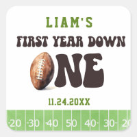 Watercolor Baby Boy Fútbol Primer Año Abajo