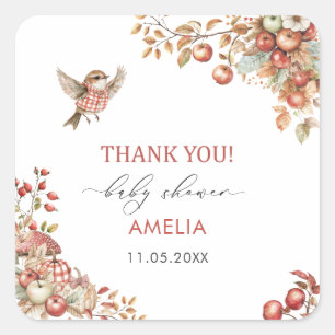 Pegatina Cuadrada Watercolor Elegante La Manzana de mi ojo bebé Show