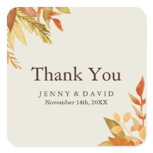 Watercolor Fall Gracias Pegatinas