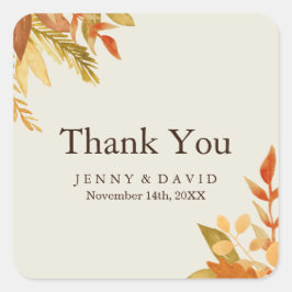 Pegatina Cuadrada Watercolor Fall Gracias Pegatinas