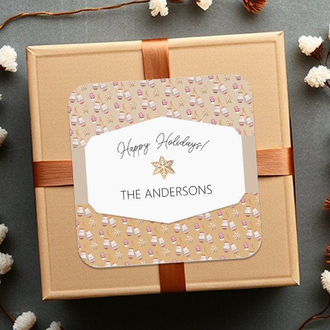 Pegatina Cuadrada Watercolor Gingerbread Caramel Tones (Subido por el creador)