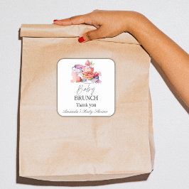 Pegatina Cuadrada Watercolor Pancake Baby Brunower