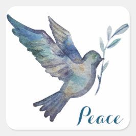 Pegatina Cuadrada Watercolor Peace Dove