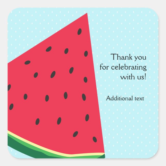 Pegatina Cuadrada Watermelon Blue Fun Summertime Party Favor (Anverso)