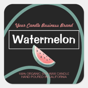 Pegatina Cuadrada Watermelon Cute Style Candles Etiquetas modernas n