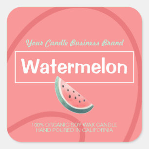 Pegatina Cuadrada Watermelon Cute Style Candles Labels de soja moder