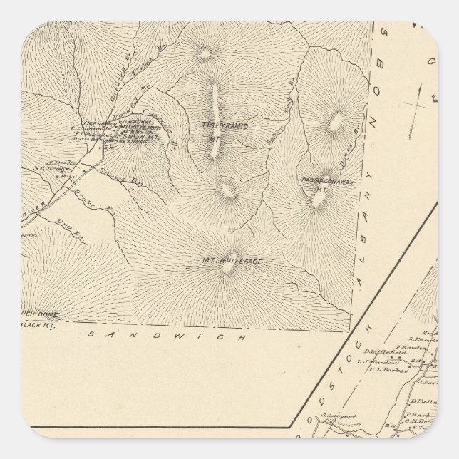 Pegatina Cuadrada Waterville, Thornton (Anverso)