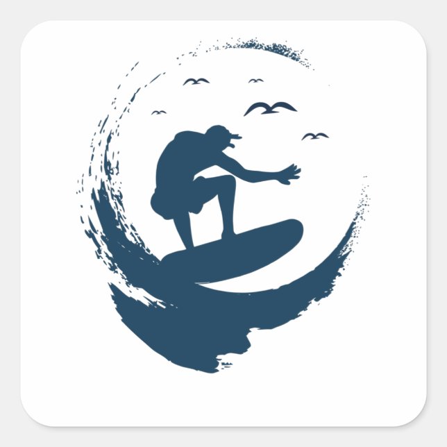 Pegatina Cuadrada Wave Rider (Anverso)