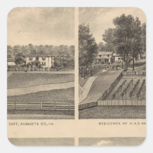 Pegatina Cuadrada Waynesboro, el condado de Augusta