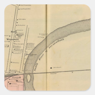 Pegatina Cuadrada Waynesboro, North Waynesboro, cruce Waynesboro