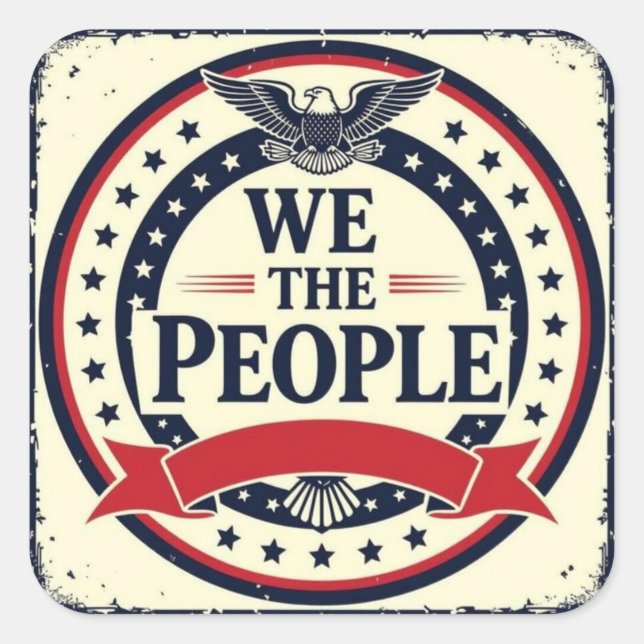 Pegatina Cuadrada We the people classic American emblem  (Anverso)