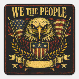 Pegatina Cuadrada We The People – Constitutional American Pride