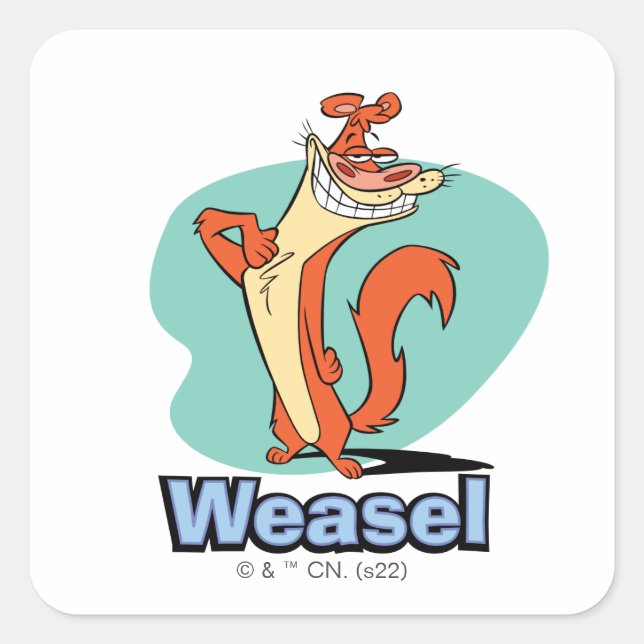 Pegatina Cuadrada Weasel Proud Character Graphic (Anverso)
