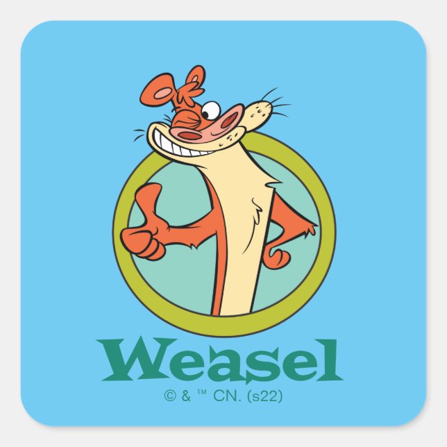 Pegatina Cuadrada Weasel Thumbs Up Character Graphic (Anverso)