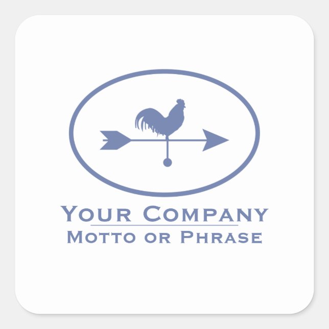 Pegatina Cuadrada Weathervane azul para pequeñas empresas (Anverso)