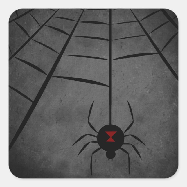 Pegatina Cuadrada Web de viuda negra (Anverso)