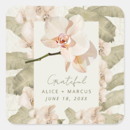Pegatina Cuadrada Wedding  Botanical Garden Thank You Favor